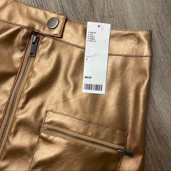 NWT Urban Outfitters Bronze Demi Metallic Zip Skirt - Picture 6 of 6